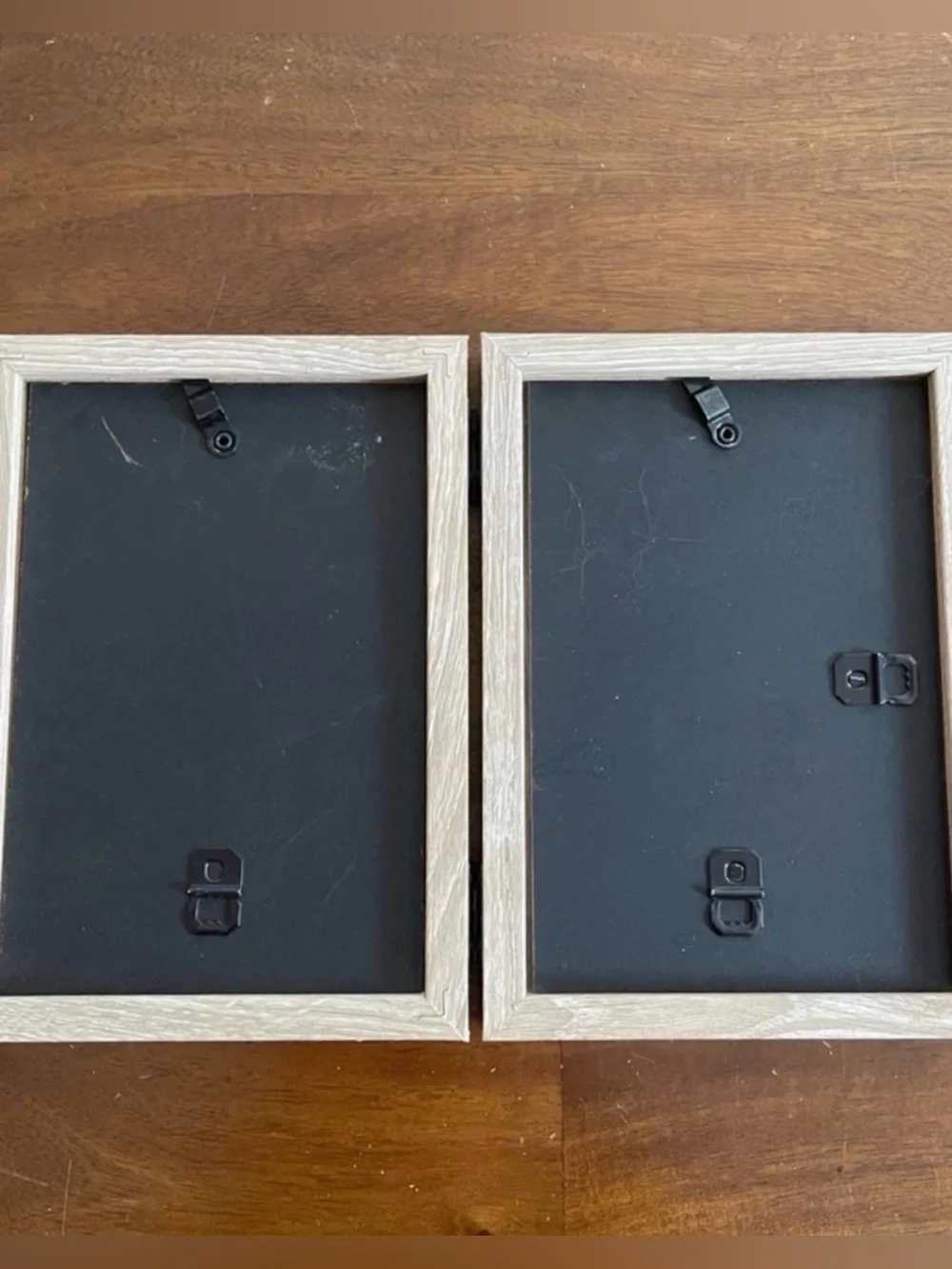 Neutral Wood Double Photo Frame - Beige Wood Finish
